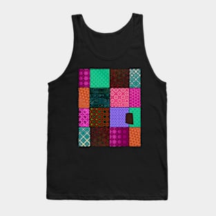 Colorful Patchwork Design With Sewing Tank Top